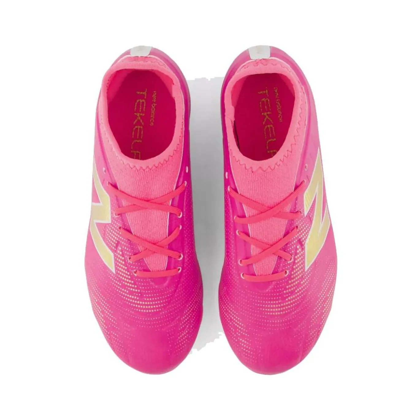 New Balance Tekela V5 Team Gras Voetbalschoenen (FG) Kids Felroze Wit Goud