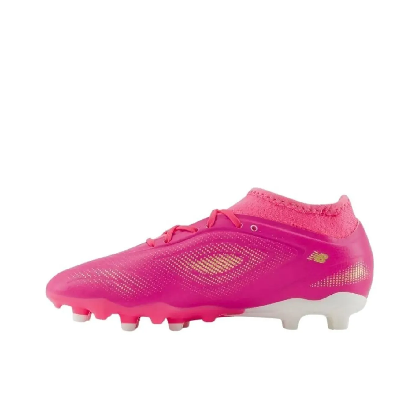 New Balance Tekela V5 Team Gras Voetbalschoenen (FG) Kids Felroze Wit Goud