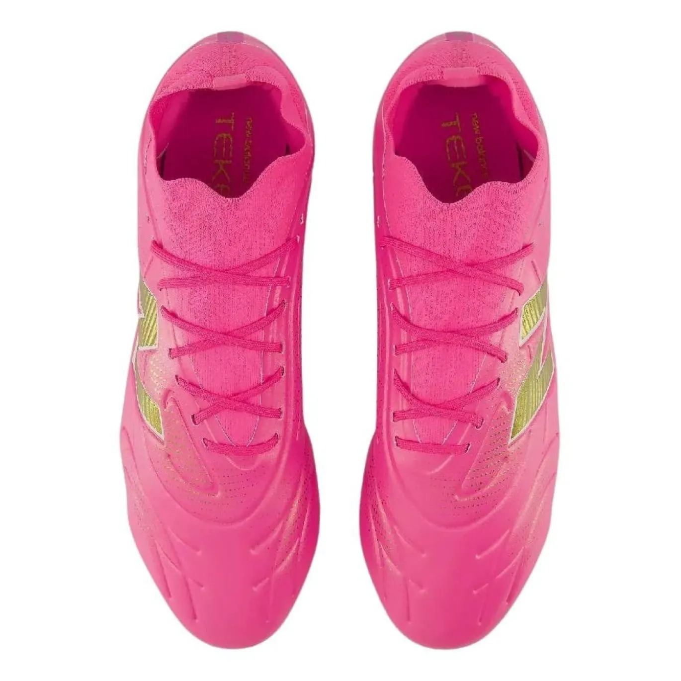 New Balance Tekela V5 Team Low Gras Voetbalschoenen (FG) Felroze Wit Goud