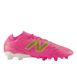 New Balance Tekela V5 Team Low Gras Voetbalschoenen (FG) Felroze Wit Goud