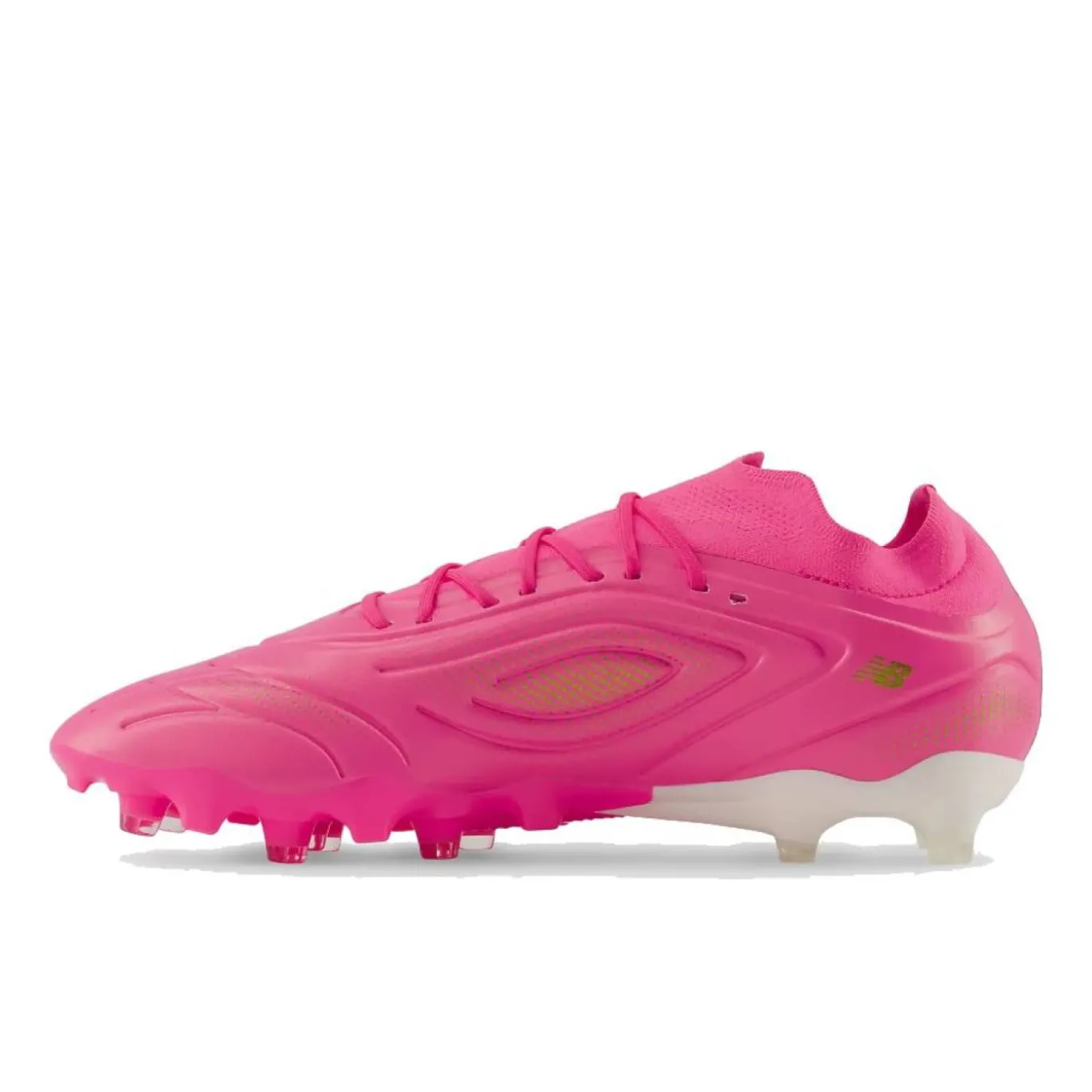 New Balance Tekela V5 Team Low Gras Voetbalschoenen (FG) Felroze Wit Goud
