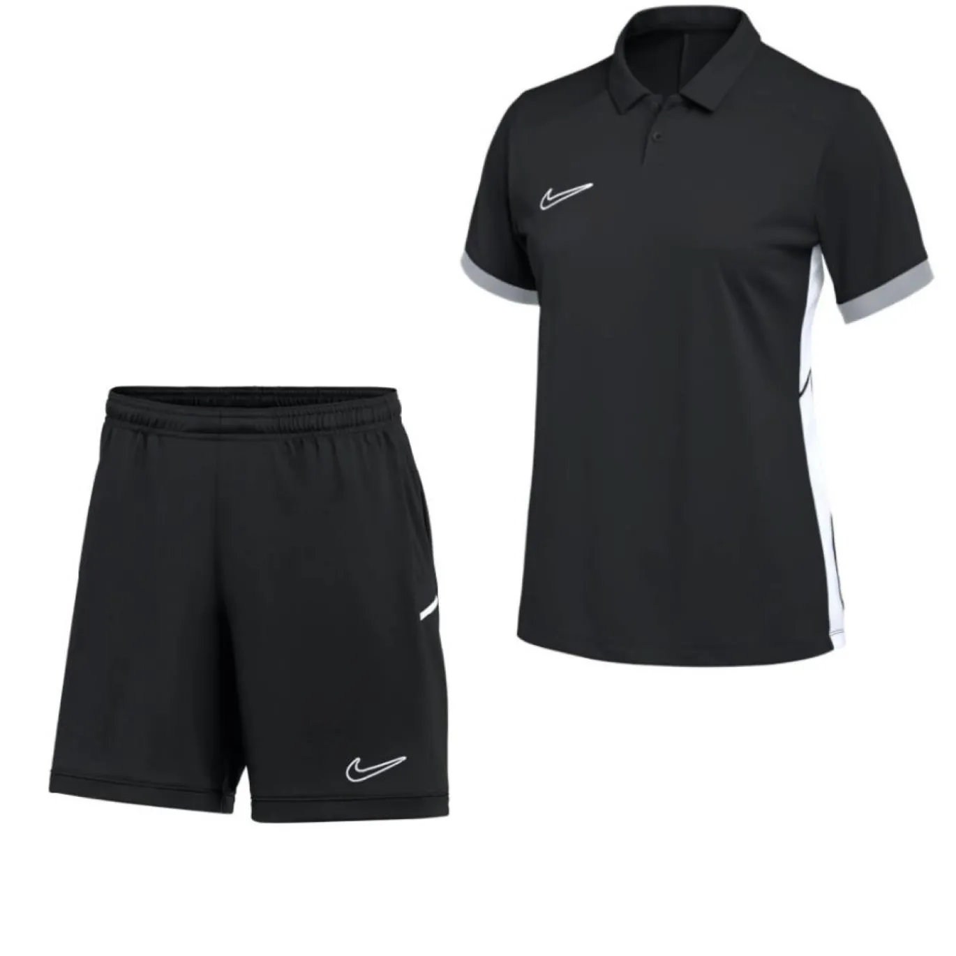 Nike Academy 25 Polo Trainingsset Dames Zwart Grijs Wit