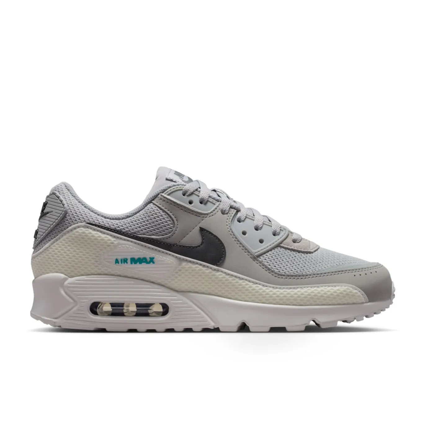 Nike Air Max 90 Premium Sneakers Grijs Zilvergrijs Zwart Turquoise