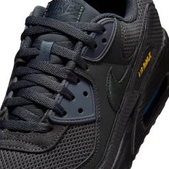 Nike Air Max 90 Premium Sneakers Zwart Antraciet Donkerblauw Geel