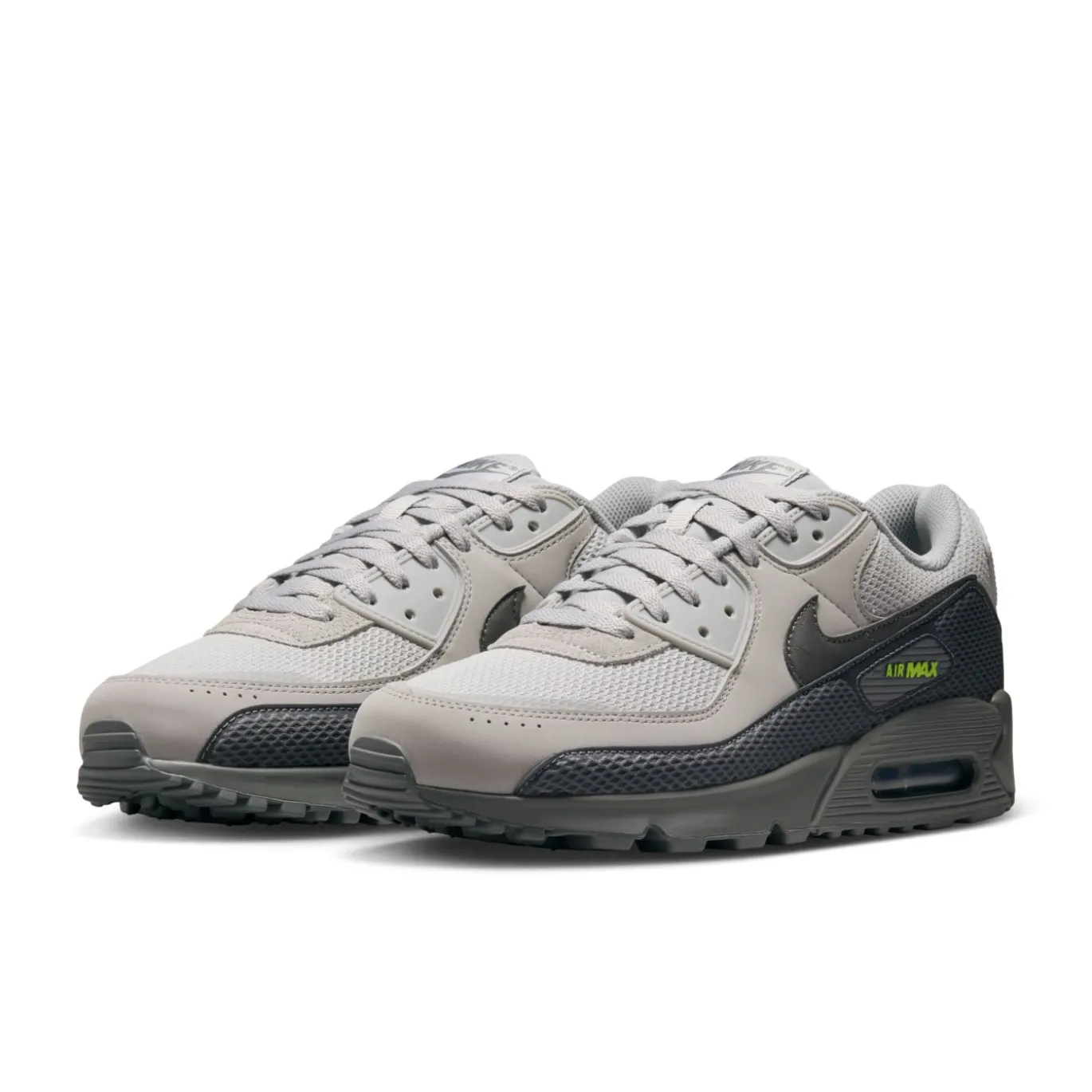 Nike Air Max 90 Premium Sneakers Beige Zwart Donkergrijs Neongroen
