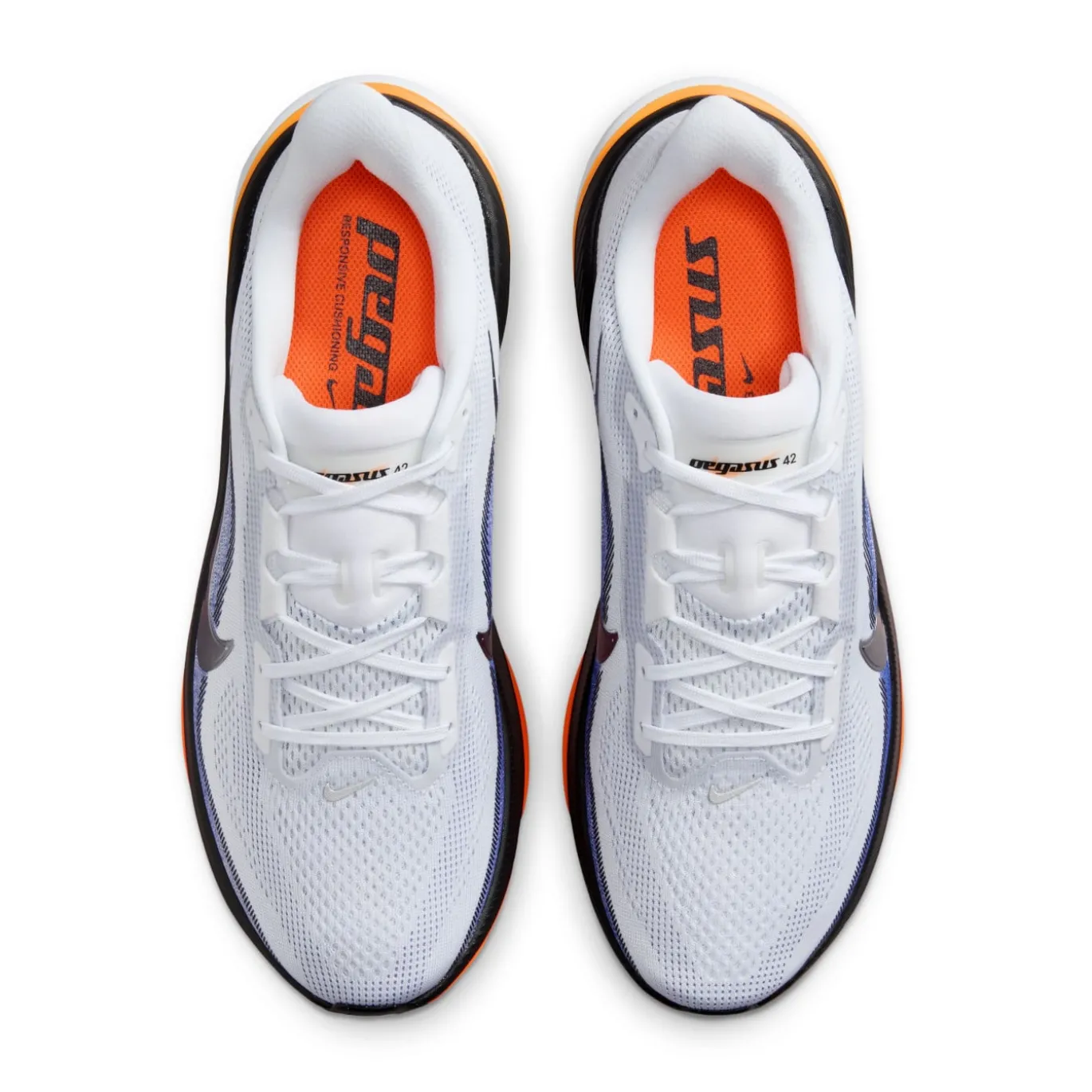 Nike Air Zoom Pegasus 42 Hardloopschoenen Wit Zilver Oranje Donkerpaars