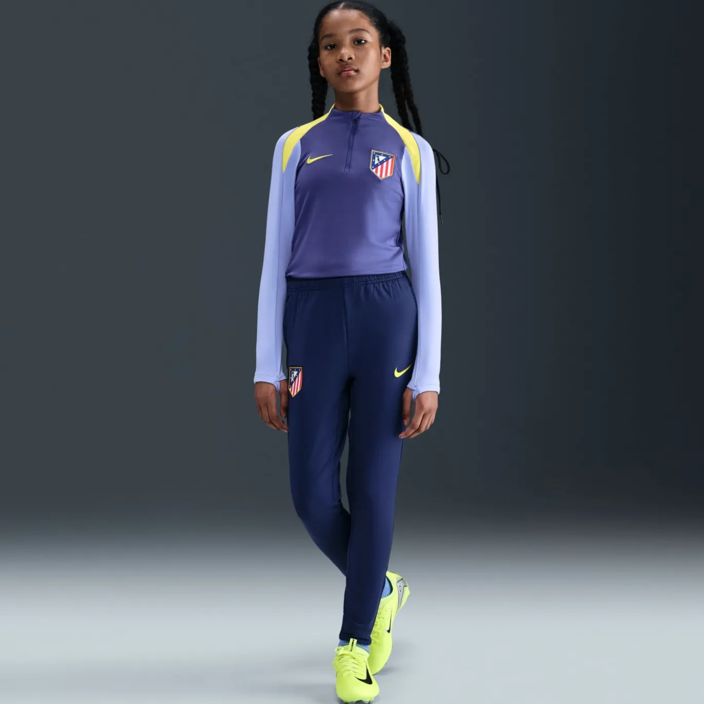 Nike Atletico Madrid Strike Trainingsbroek 2025-2026 Kids Donkerblauw Geel