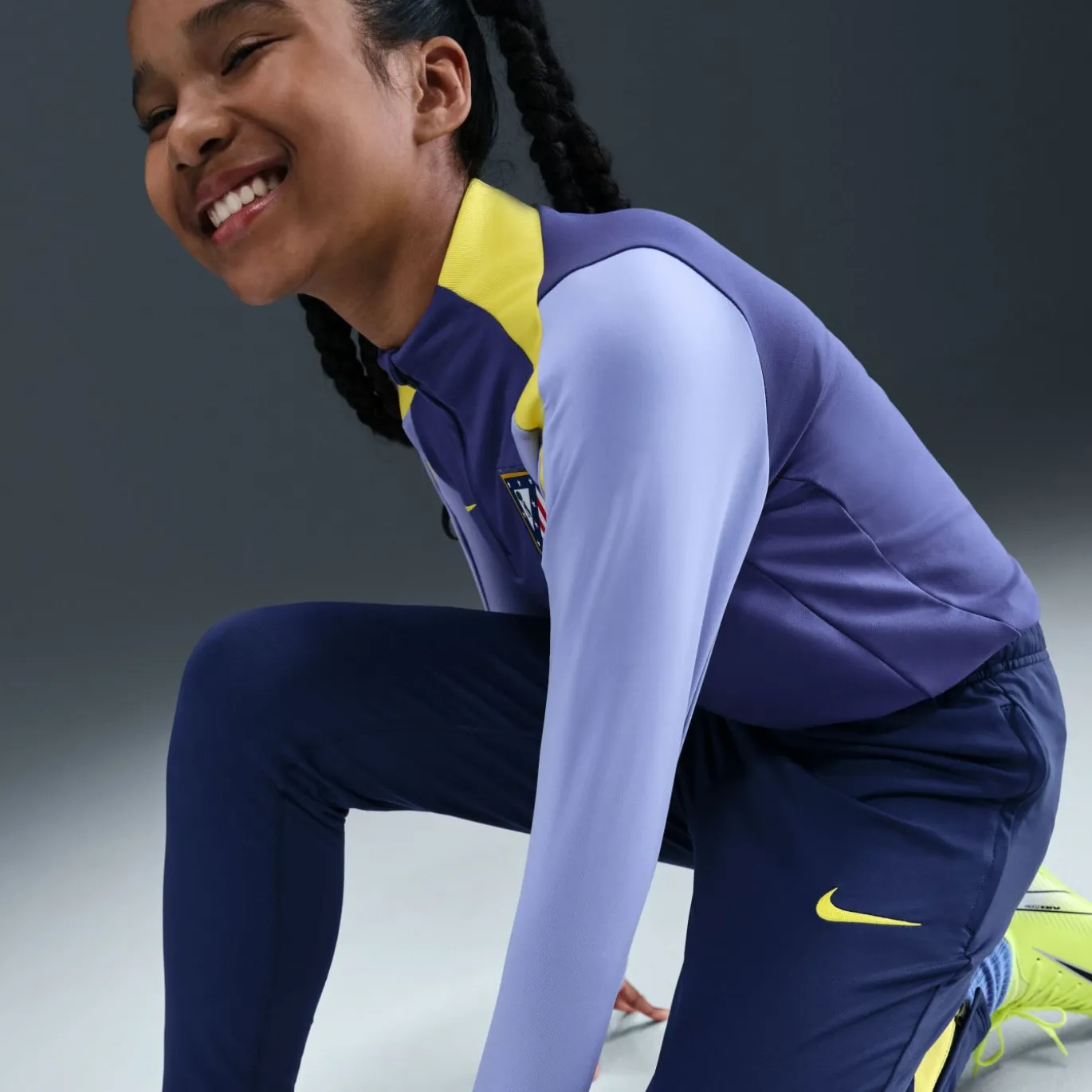 Nike Atletico Madrid Strike Trainingsbroek 2025-2026 Kids Donkerblauw Geel