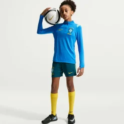 Nike Brazilië Academy Pro Trainingstrui 1/4-Zip 2026-2028 Kids Blauw Geel Mintgroen