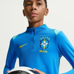 Nike Brazilië Academy Pro Trainingstrui 1/4-Zip 2026-2028 Kids Blauw Geel Mintgroen