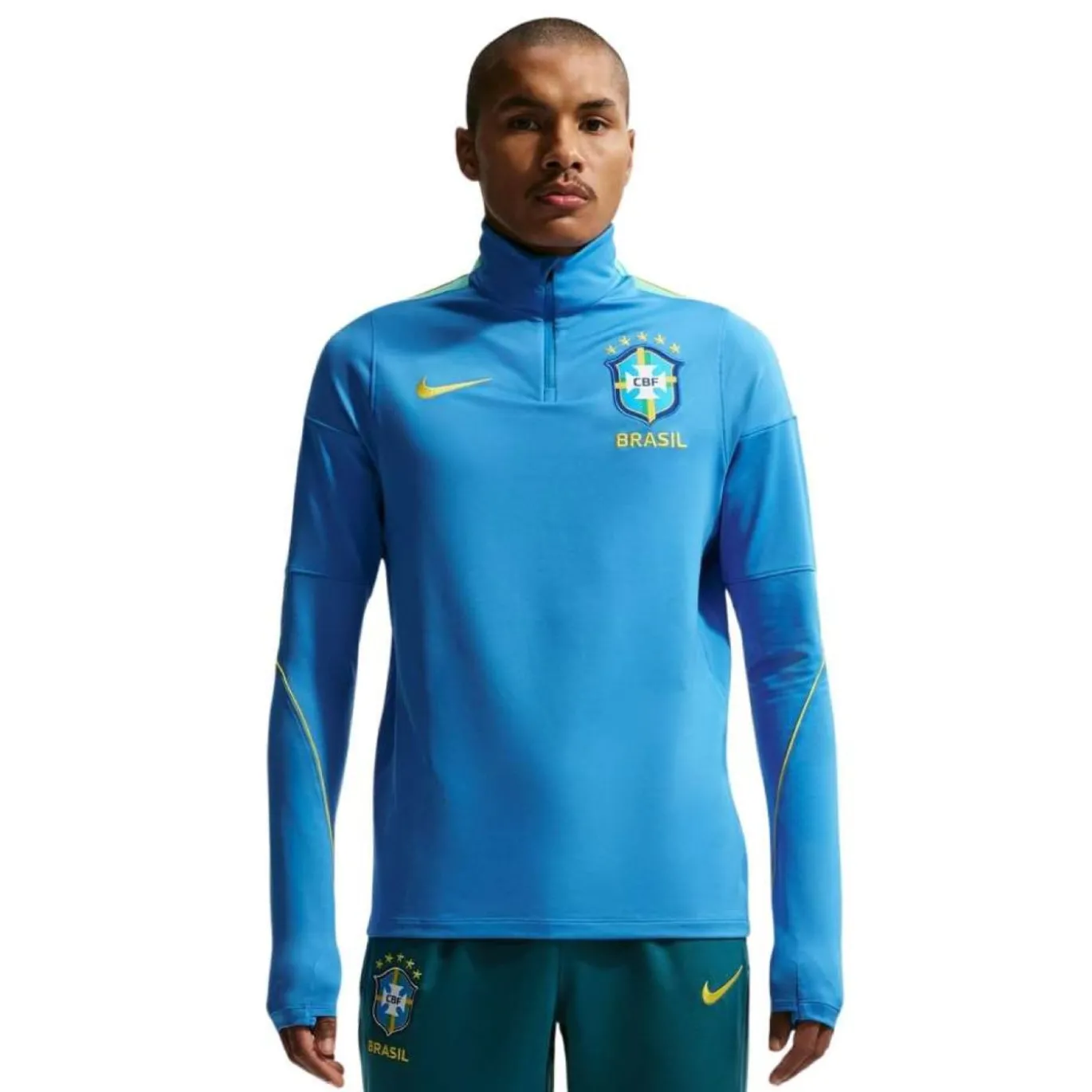 Nike Brazilië Strike Trainingstrui 1/4-Zip 2026-2028 Blauw Geel Mintgroen