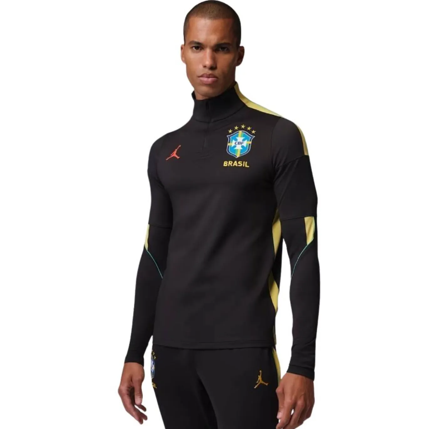 Nike Brazilië x Jordan Strike Trainingspak 1/4-Zip 2026-2028 Zwart Geel Mintgroen