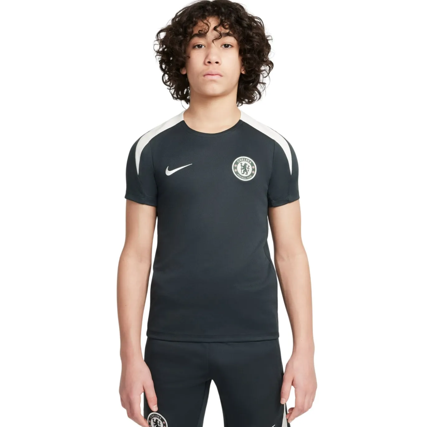 Nike Chelsea Strike Trainingsshirt 2025-2026 Kids Donkergroen Wit