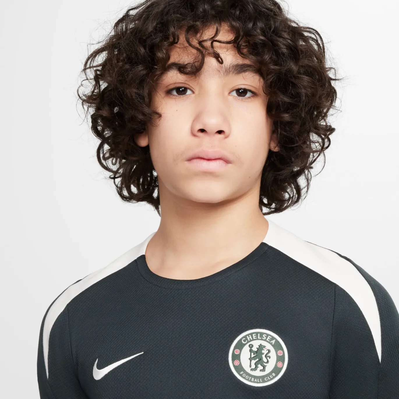 Nike Chelsea Strike Trainingsshirt 2025-2026 Kids Donkergroen Wit