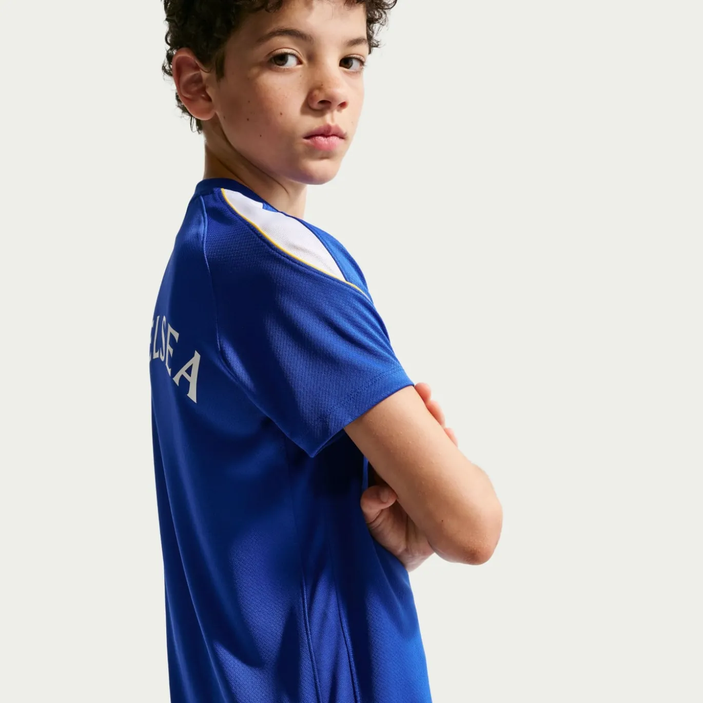 Nike Chelsea Strike Trainingsshirt 2026-2027 Kids Blauw Goudgeel Wit