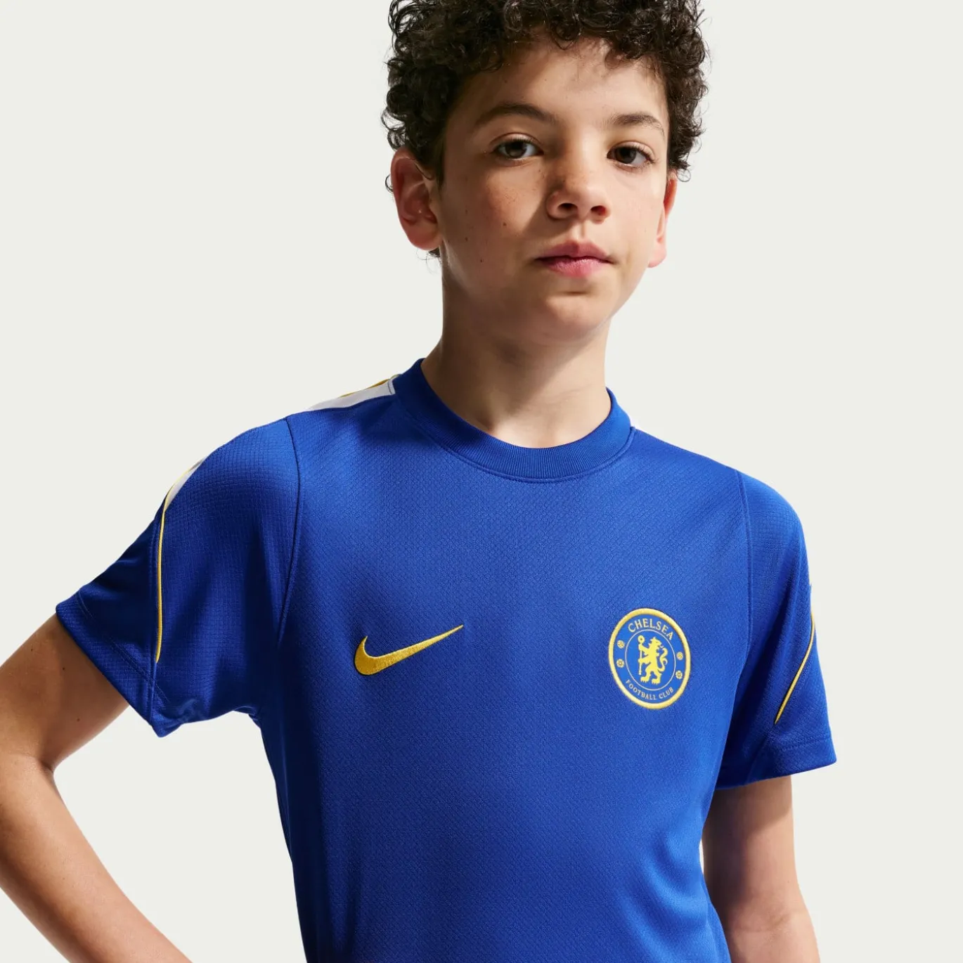 Nike Chelsea Strike Trainingsshirt 2026-2027 Kids Blauw Goudgeel Wit