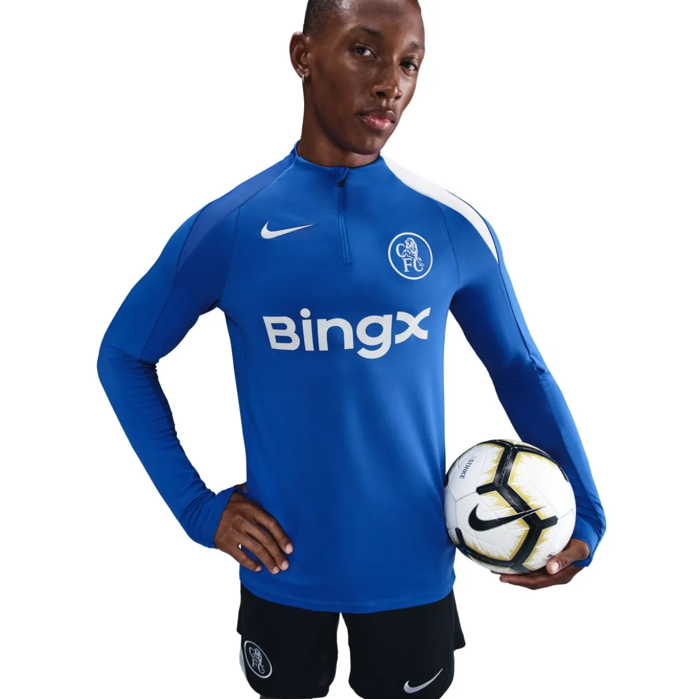 Nike Chelsea Strike Trainingstrui 1/4-Zip 2025-2026 Blauw Wit