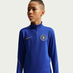 Nike Chelsea Strike Trainingstrui 1/4-Zip 2026-2027 Kids Blauw Goudgeel Wit