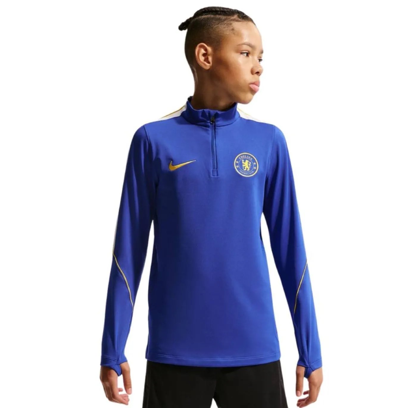 Nike Chelsea Strike Trainingspak 1/4-Zip 2026-2027 Kids Blauw Donkerblauw Goudgeel Wit