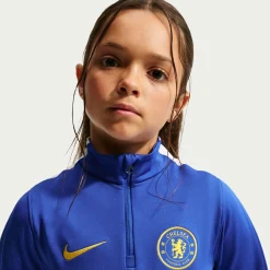 Nike Chelsea Strike Trainingspak 1/4-Zip 2026-2027 Kids Blauw Donkerblauw Goudgeel Wit