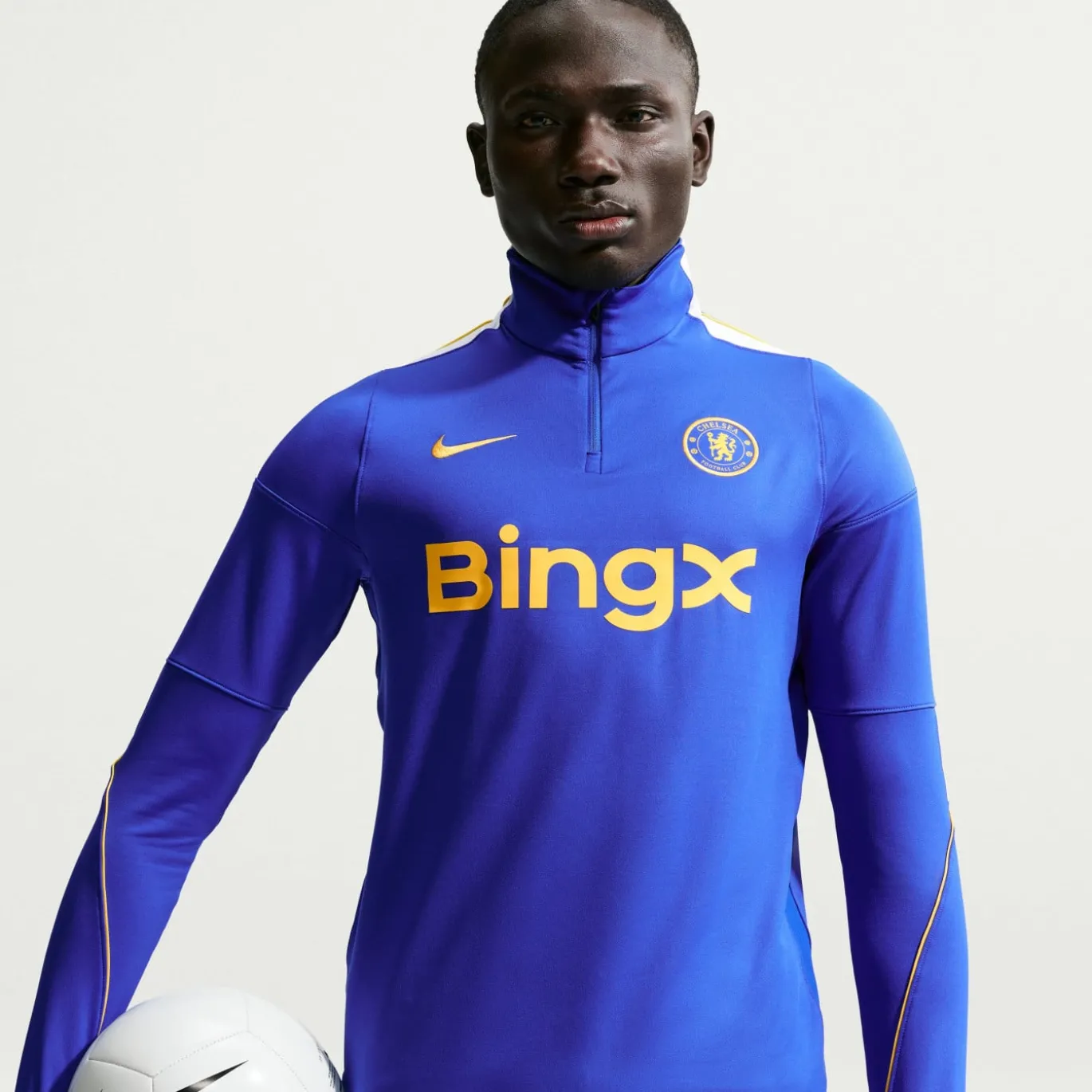 Nike Chelsea Strike Trainingspak 1/4-Zip 2026-2027 Blauw Donkerblauw Goudgeel