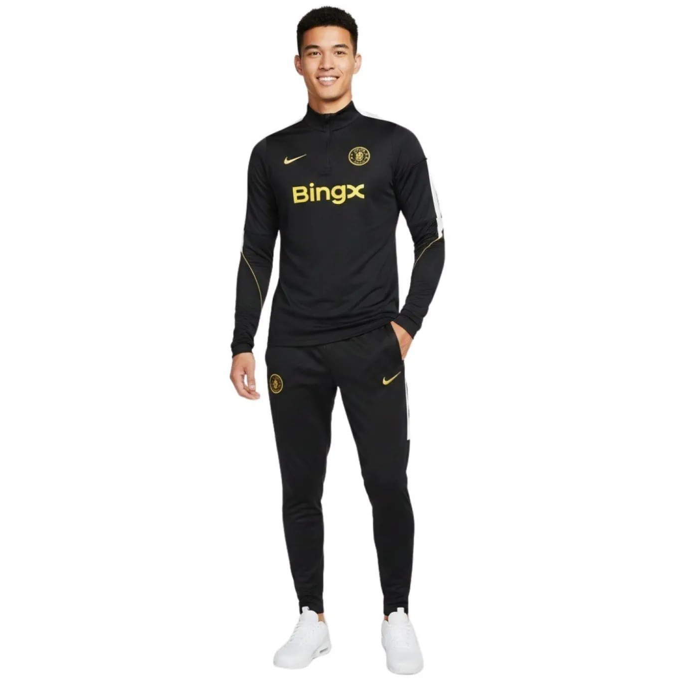 Nike Chelsea Strike Trainingspak 1/4-Zip 2026-2027 Donkerblauw Wit Goudgeel