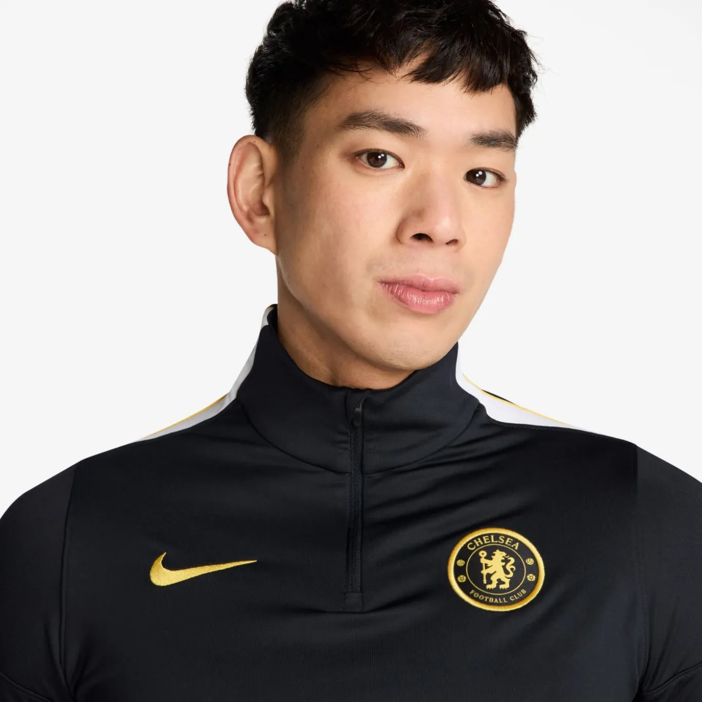Nike Chelsea Strike Trainingspak 1/4-Zip 2026-2027 Donkerblauw Wit Goudgeel