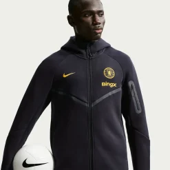 Nike Chelsea Tech Fleece Vest 2026-2027 Zwart Goudgeel