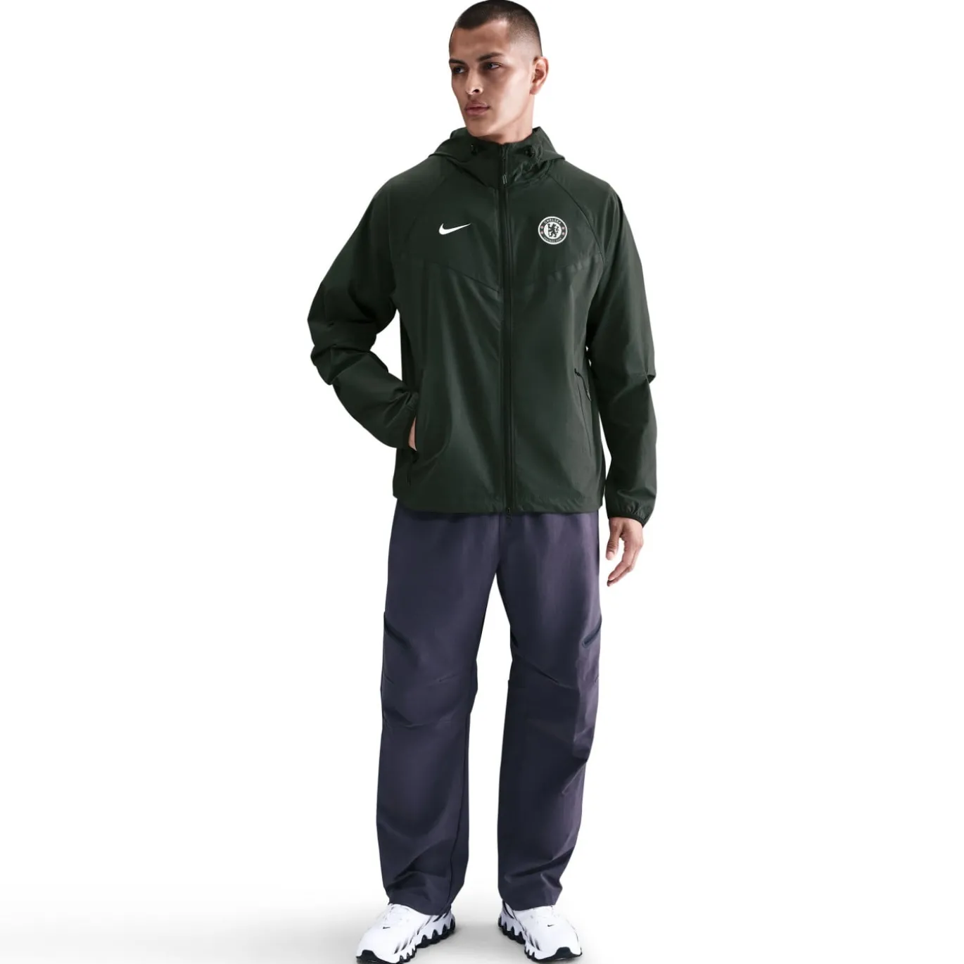 Nike Chelsea Tech Windrunner Jack Woven 2025-2026 Donkergroen Antraciet