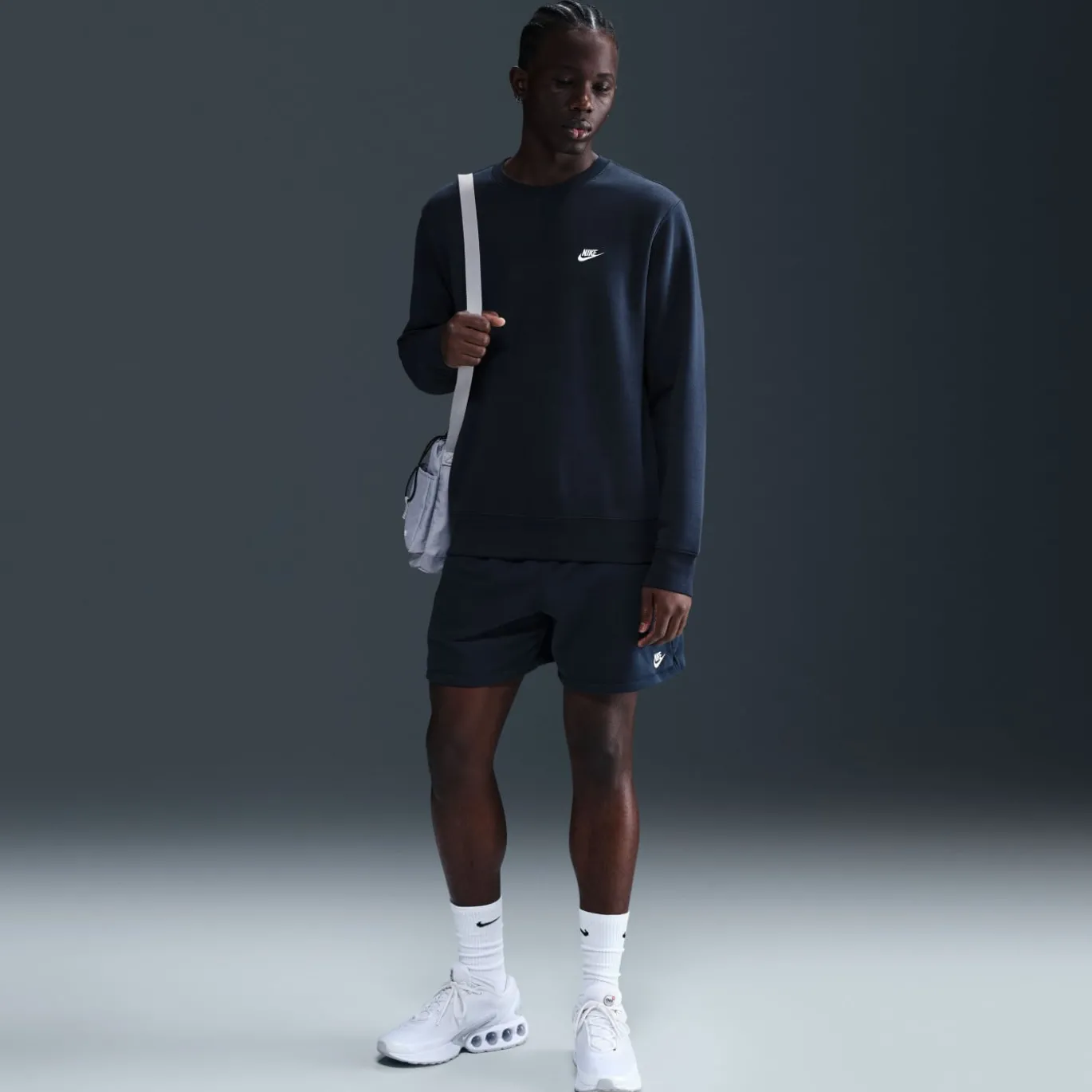 Nike Club Crew Sweater Donkerblauw Wit