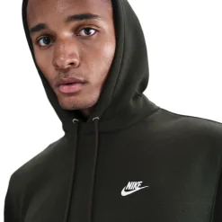 Nike Club Fleece Hoodie Donkergroen Wit