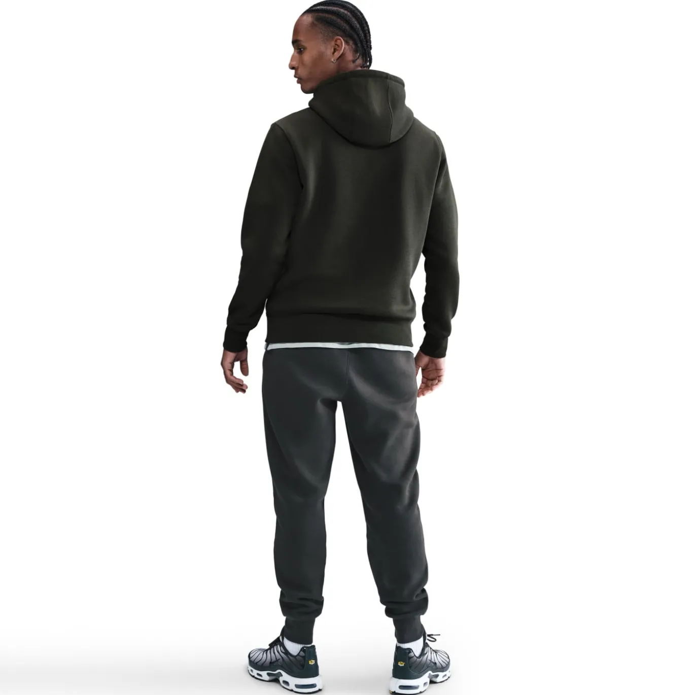 Nike Club Fleece Hoodie Donkergroen Wit