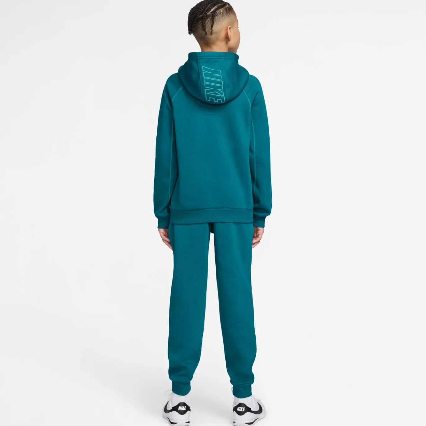 Nike Club Fleece Sportswear Trainingspak Hooded Kids Turquoise Wit