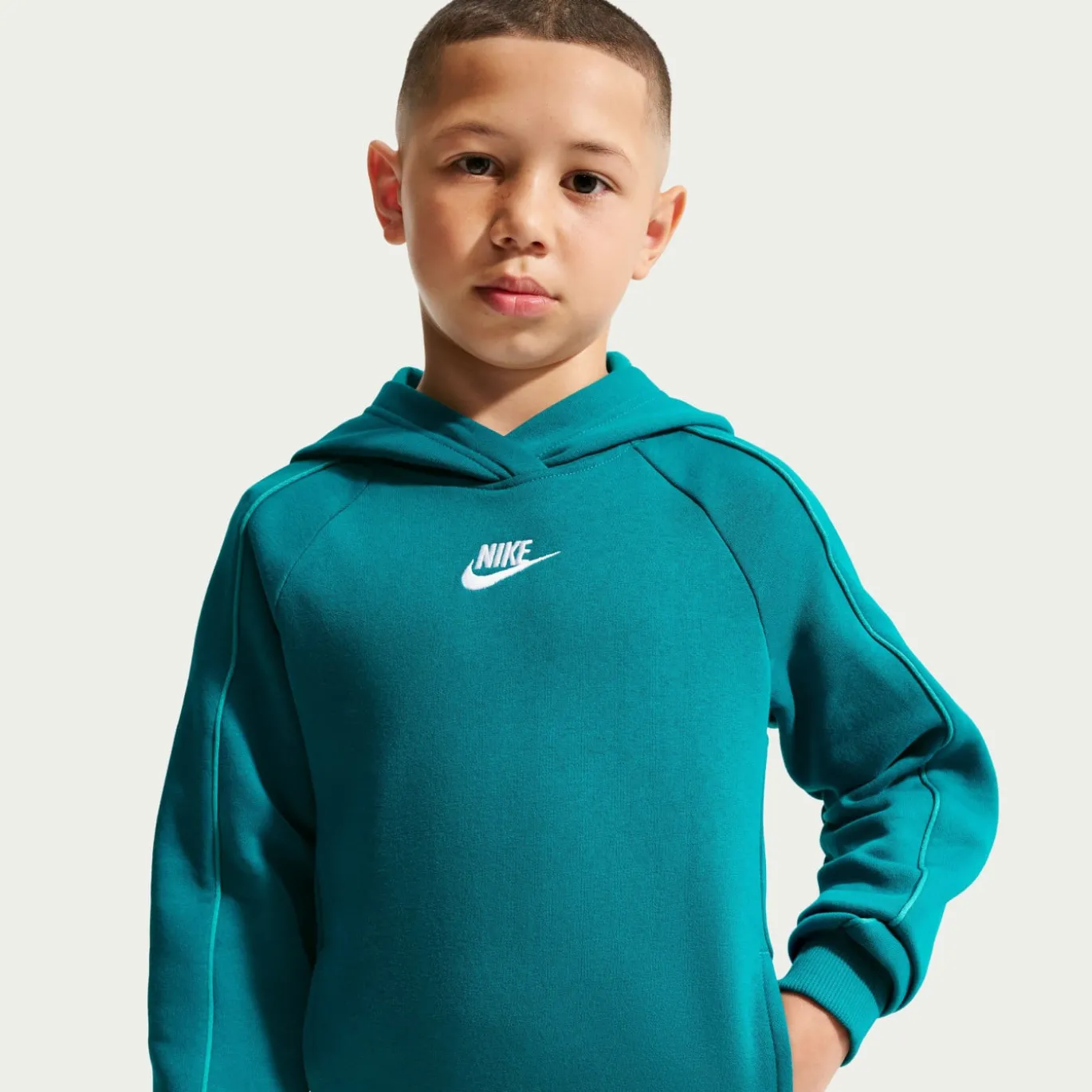 Nike Club Fleece Sportswear Trainingspak Hooded Kids Turquoise Wit