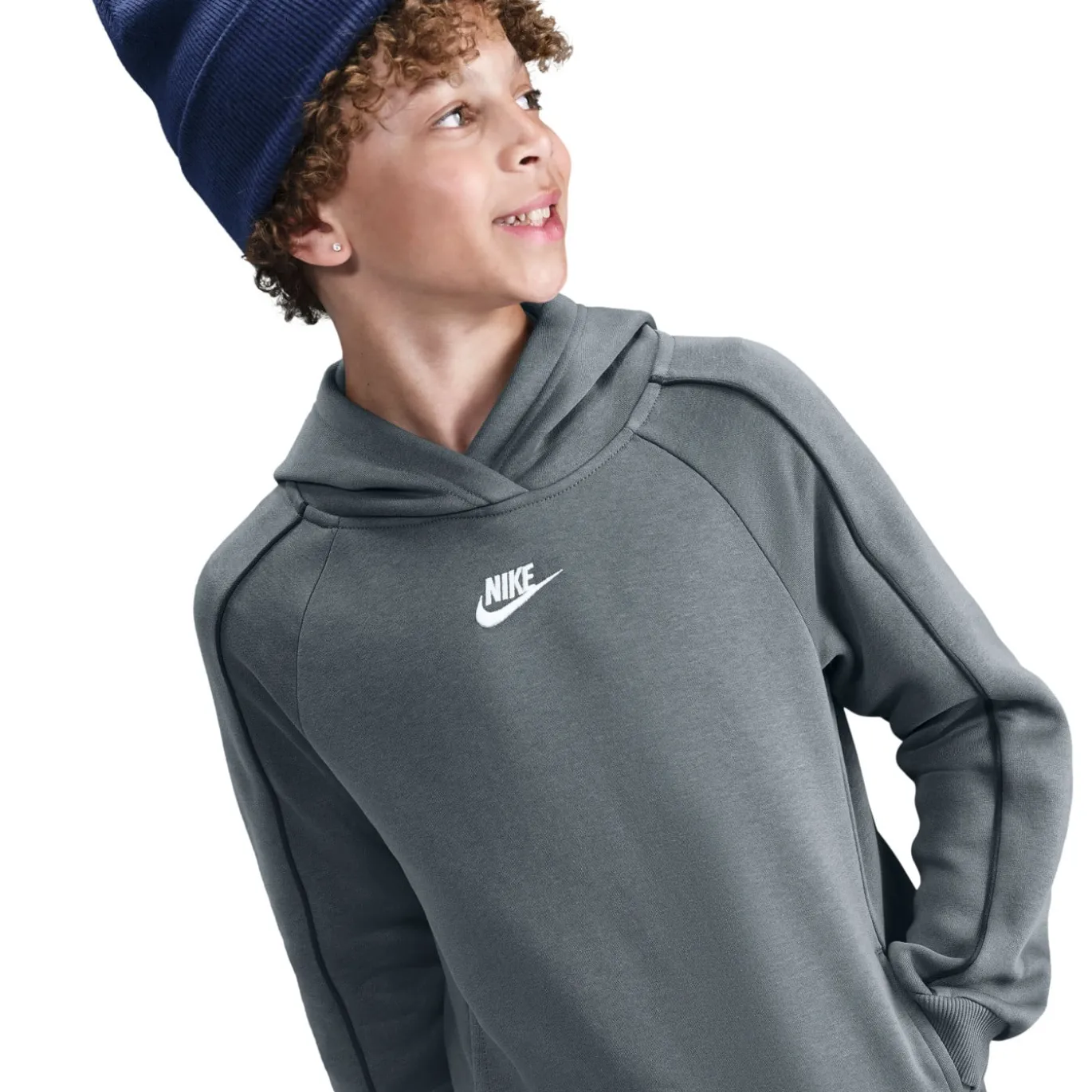 Nike Club Fleece Sportswear Trainingspak Hooded Kids Donkergrijs Wit
