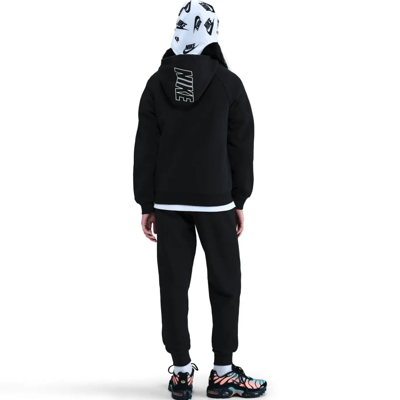 Nike Club Fleece Sportswear Trainingspak Hooded Kids Zwart Wit