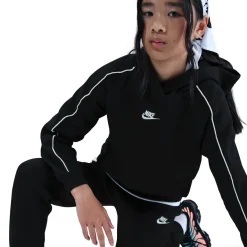 Nike Club Fleece Sportswear Trainingspak Hooded Kids Zwart Wit