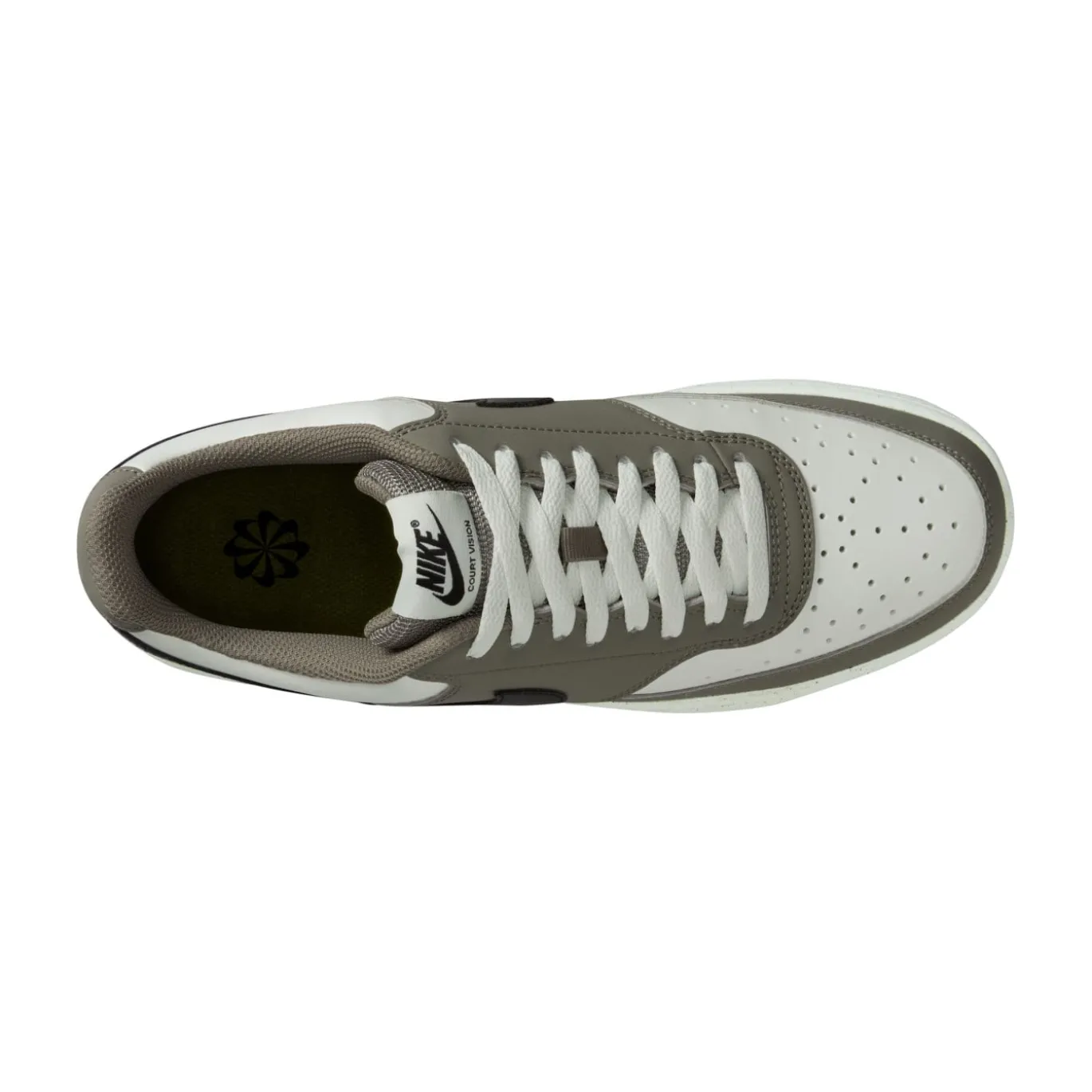 Nike Court Vision Low Sneakers Wit Olijfgroen Zwart