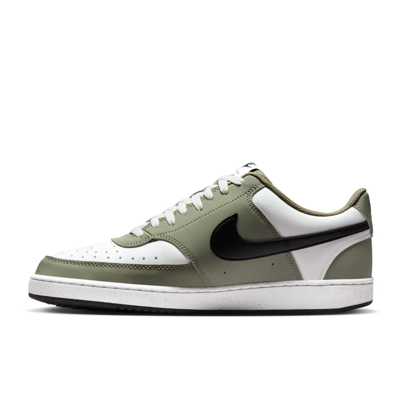 Nike Court Vision Low Sneakers Wit Olijfgroen Zwart