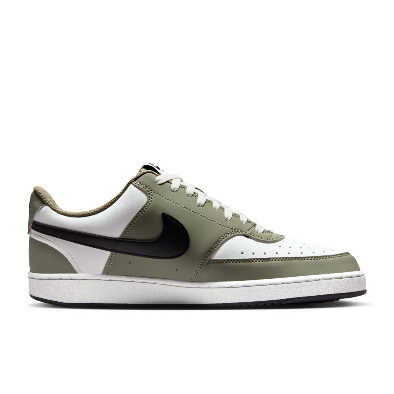 Nike Court Vision Low Sneakers Wit Olijfgroen Zwart