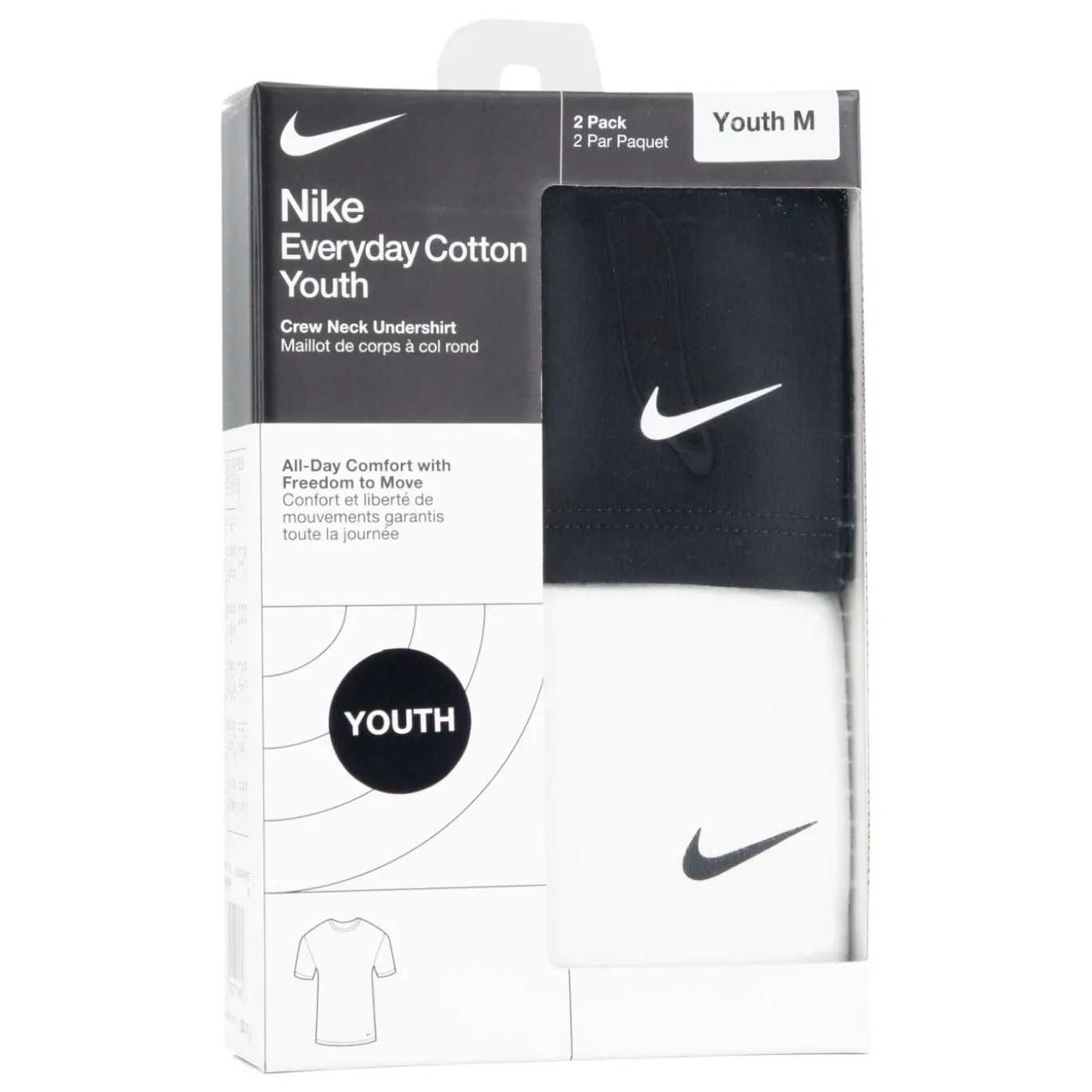 Nike Crew Ondershirt 2-Pack Jongens Zwart Wit
