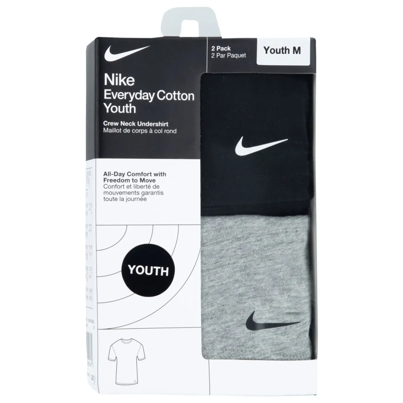 Nike Crew Ondershirt 2-Pack Jongens Zwart Grijs