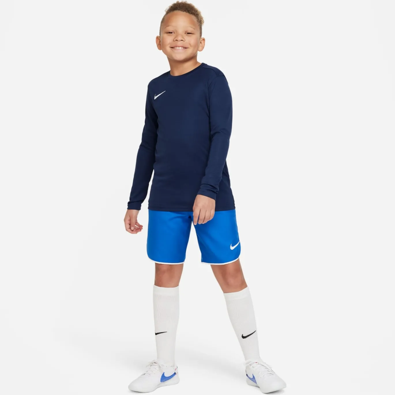 Nike Dri-FIT Park VII Voetbalshirt Lange Mouwen Kids Donkerblauw