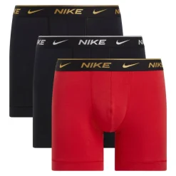 Nike Everyday Cotton Boxershort Brief 3-Pack Zwart Rood Zwart Goud