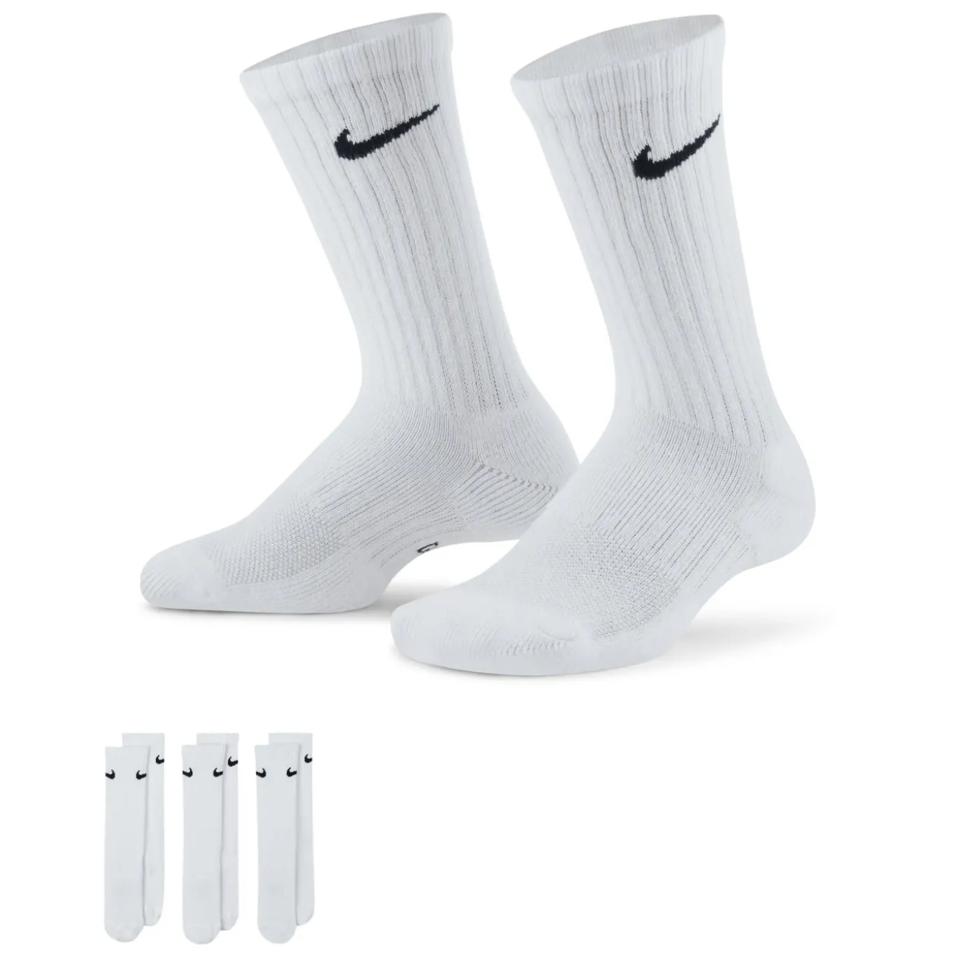 Nike Everyday Crew Sokken 3-Pack Kids Wit Zwart