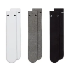 Nike Everyday Cushioned Crew Sportsokken 3-Pack Wit Grijs Zwart