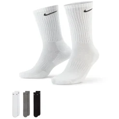 Nike Everyday Cushioned Crew Sportsokken 3-Pack Wit Grijs Zwart