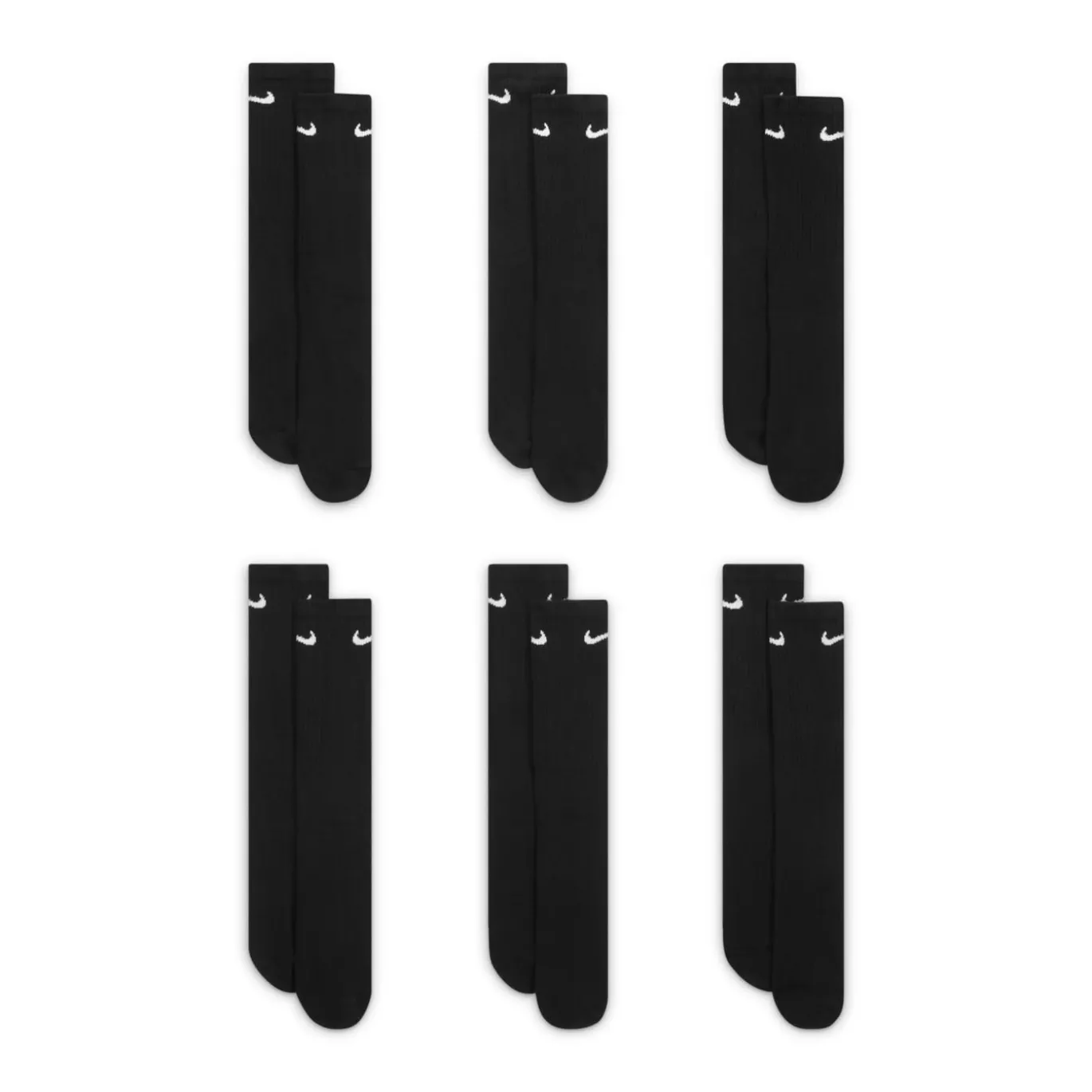 Nike Everyday Cushioned Crew Sportsokken 6-Pack Zwart Wit