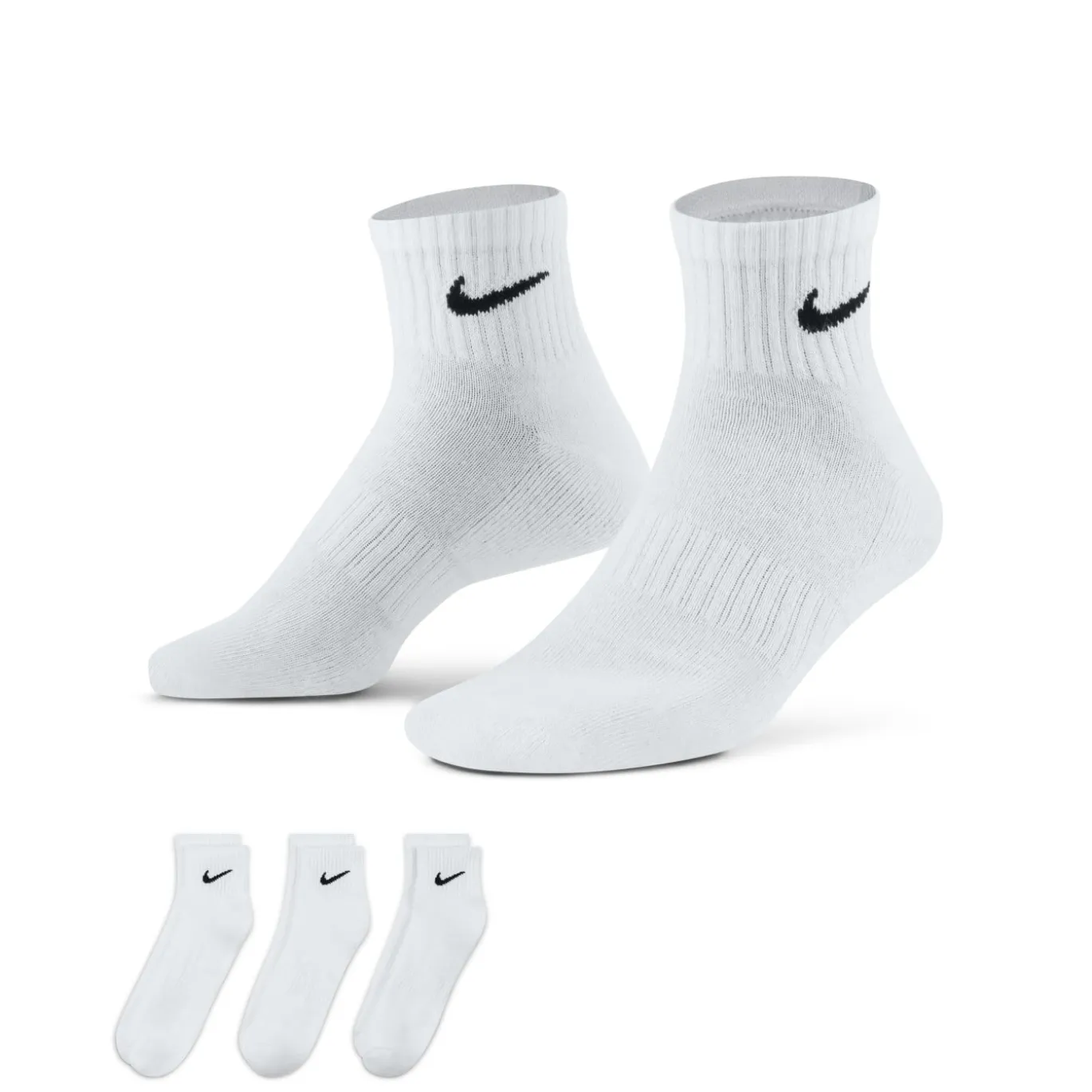 Nike Everyday Cushioned Enkelsokken 3-Pack Wit Zwart