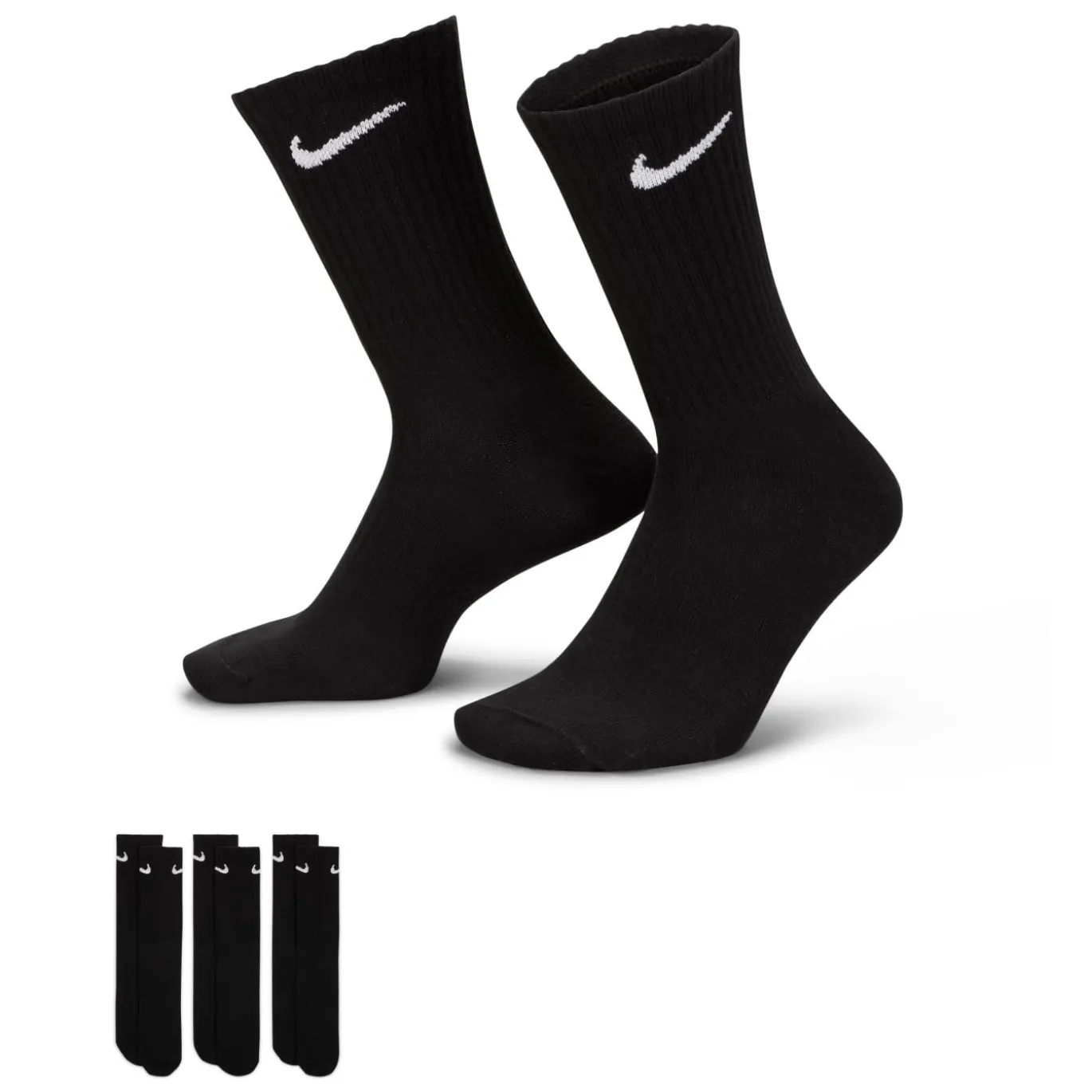 Nike Everyday Lightweight Crew Sportsokken 3-Pack Zwart Wit
